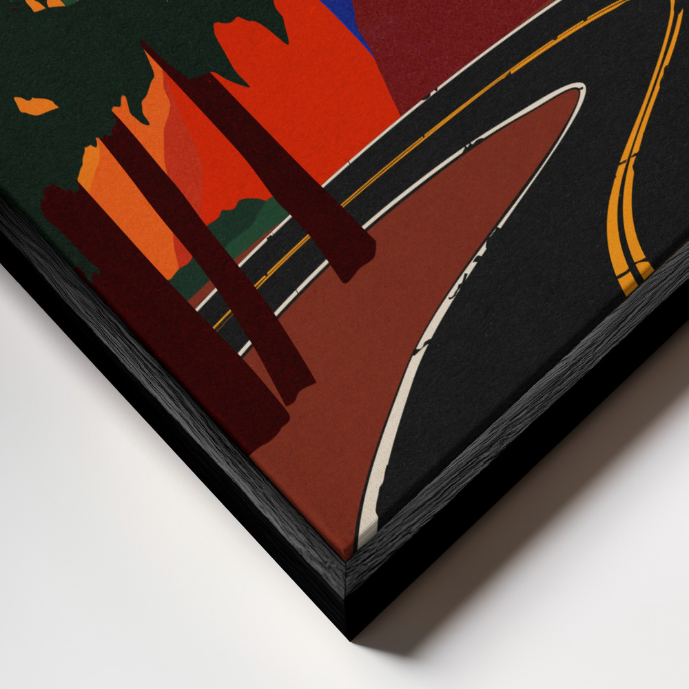 Toile - Clacier Road With Half Dome cadre en gros plan - cadre noir