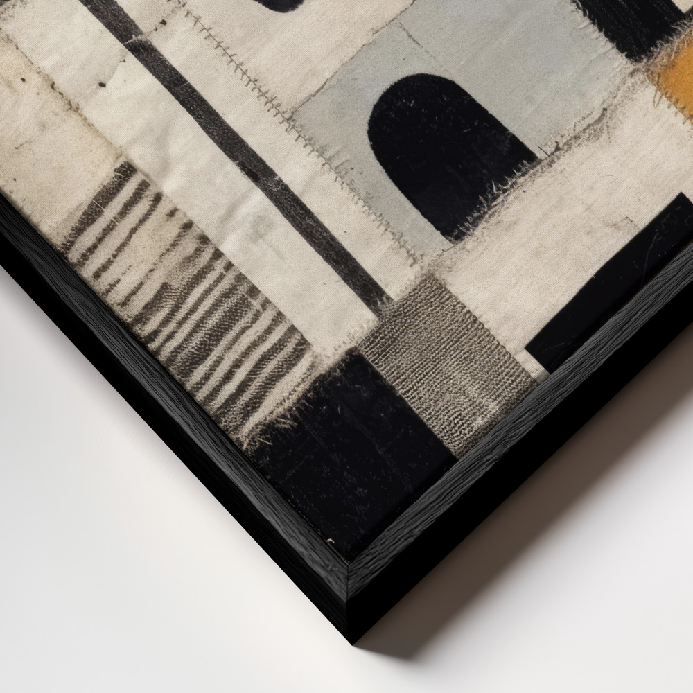 Canvas taulu - Sewn Fabric kehys lähikuvassa - musta kehys
