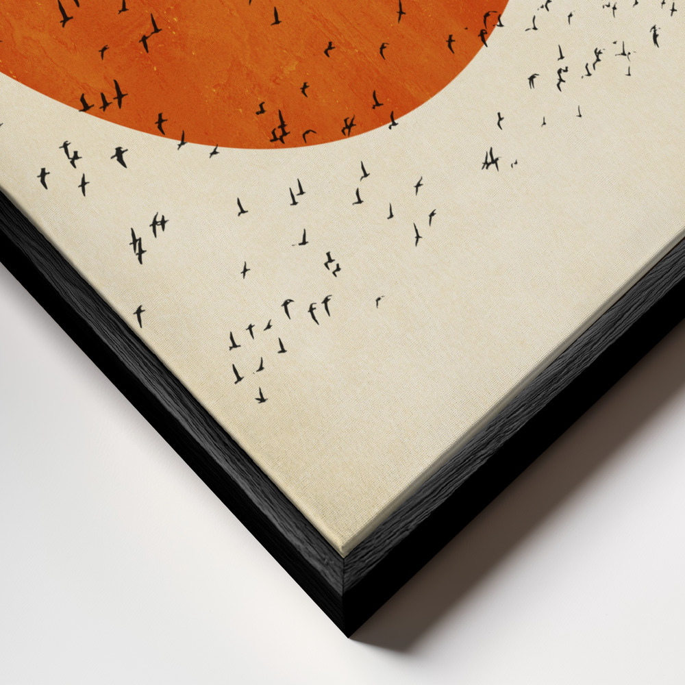 Toile - Birds In the Sun cadre en gros plan - cadre noir