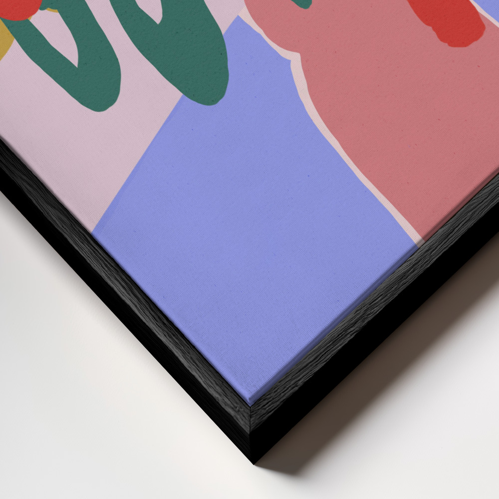 Canvas print - Poppy In Pink Vase frame close up - black frame