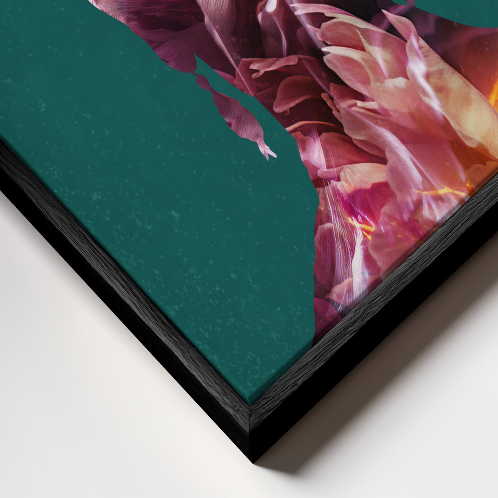 Canvas print - Frida floral silhouette portrait frame close up - black frame