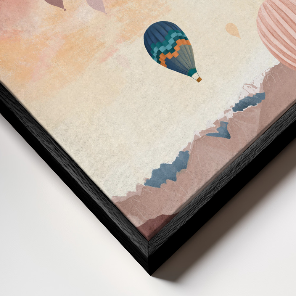 Canvas taulu - Airballoon Sky kehys lähikuvassa - musta kehys