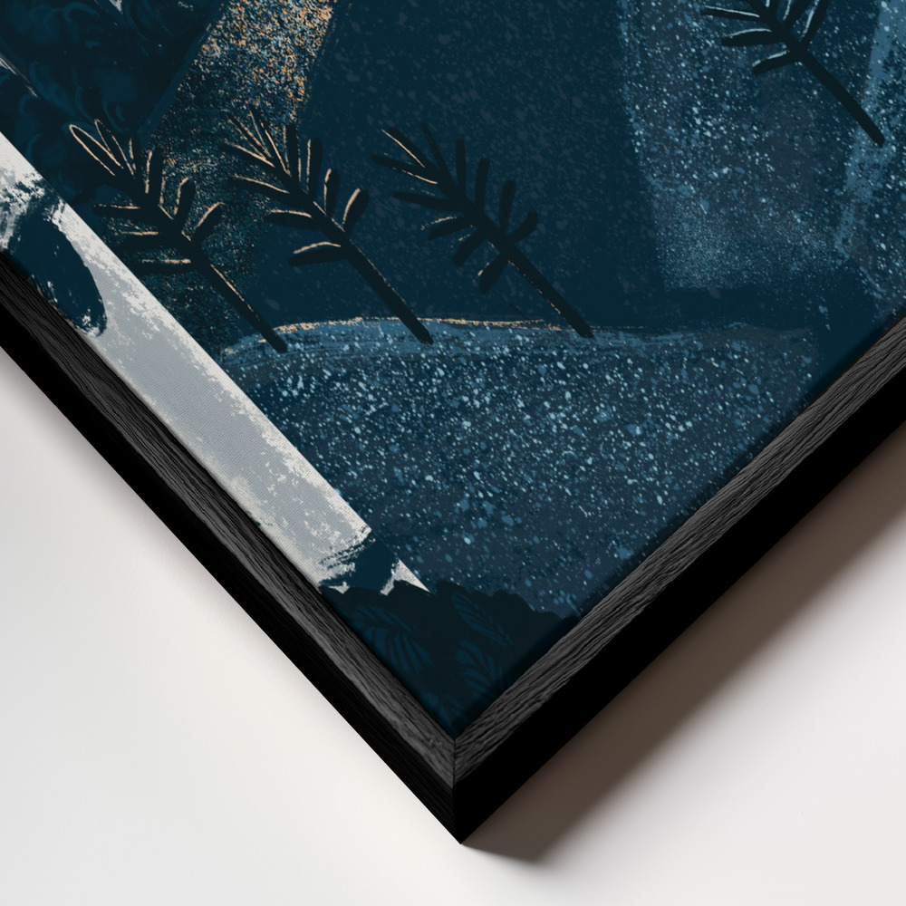 Canvas schilderi - Christmas Cabin frame close-up - zwart frame
