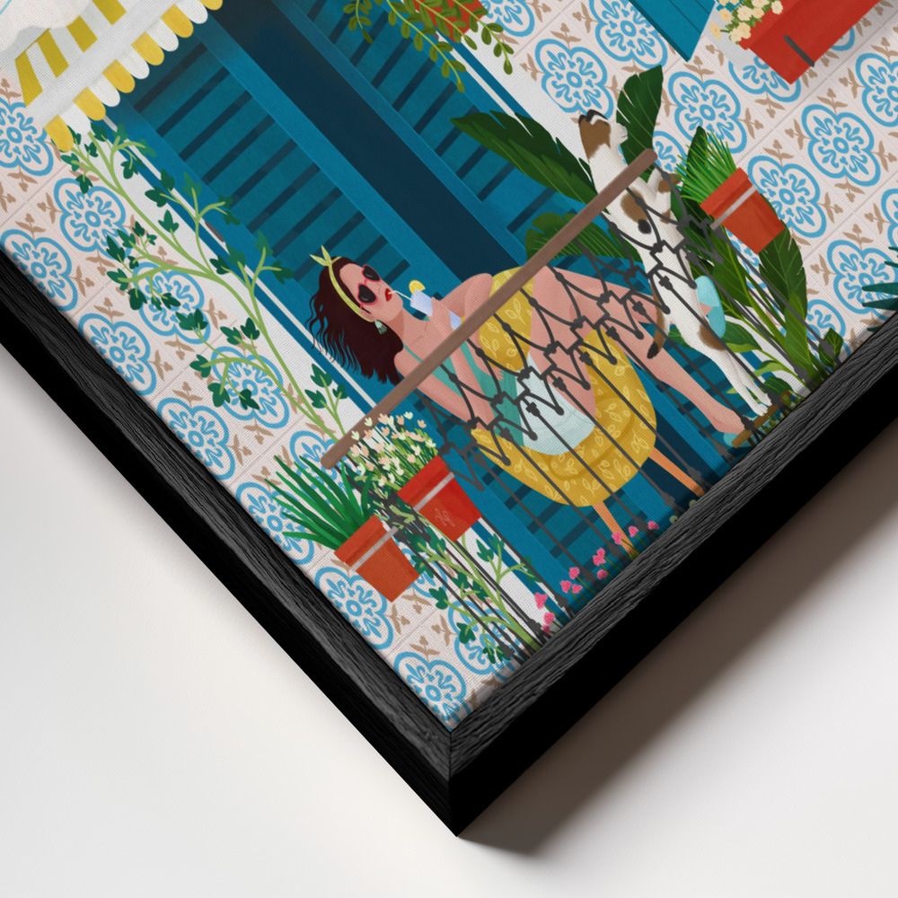 Lienzo - Lisbon primer plano del marco - marco negro