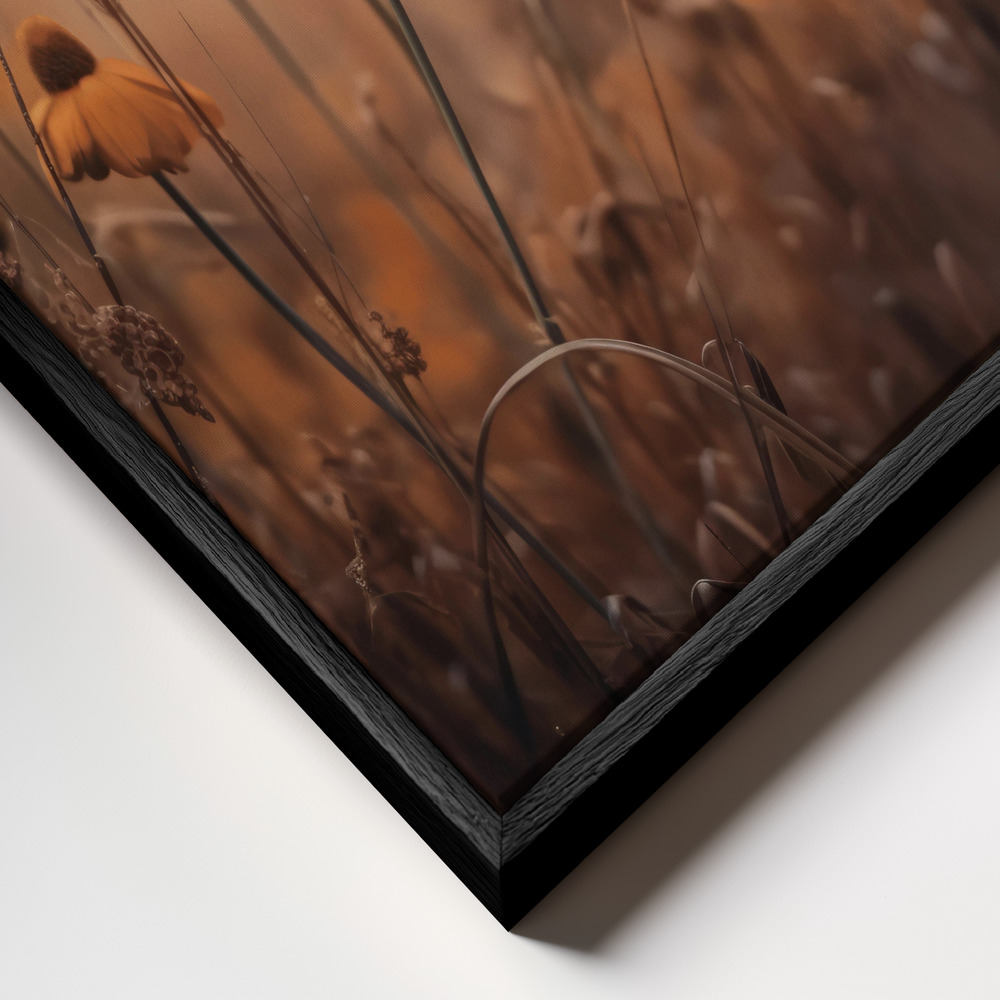 Canvas schilderi - Orange Margarites frame close-up - zwart frame