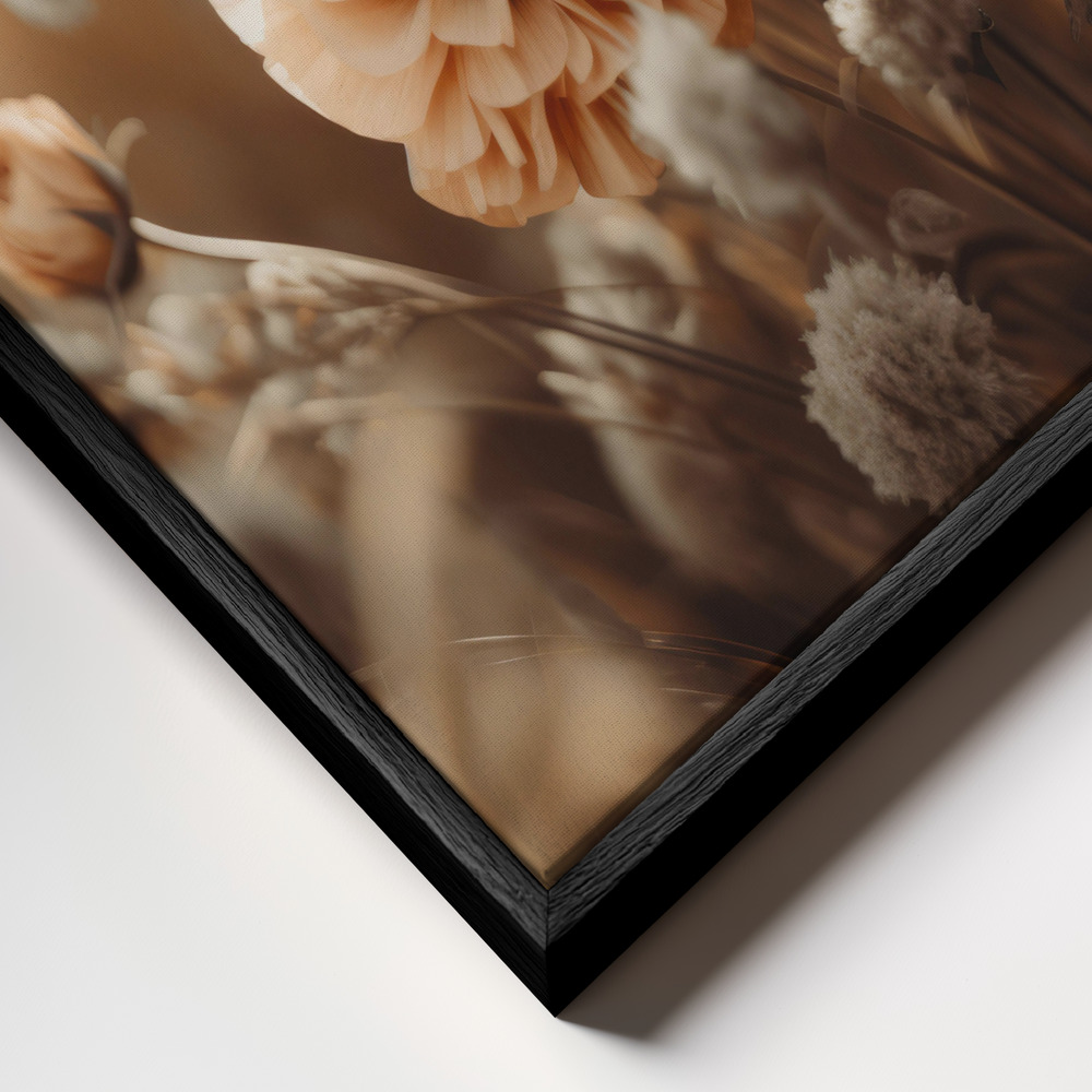 Toile - Orange Flowers No 2 cadre en gros plan - cadre noir