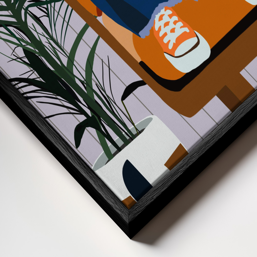 Canvas print - Retro Lounge Vibes frame close up - black frame