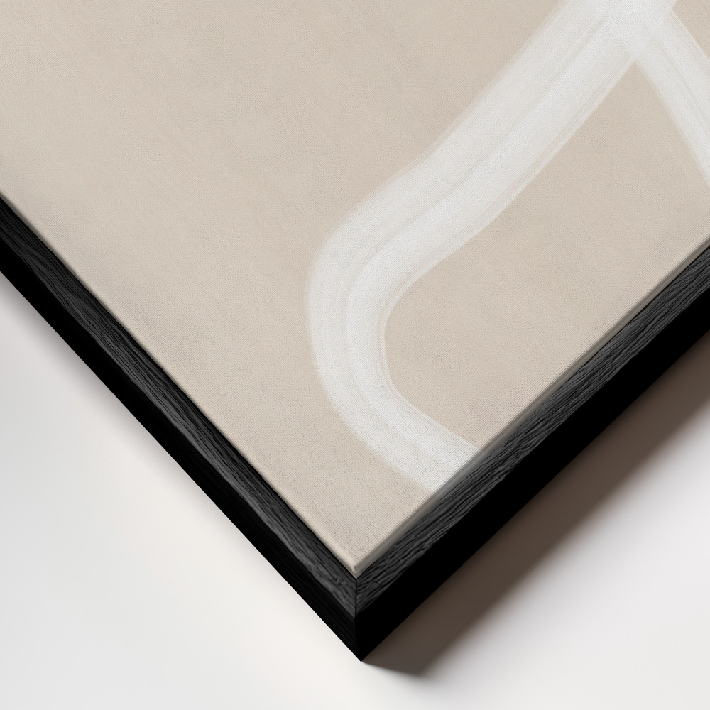 Toile - White Brush Stroke Affiche - No.1 cadre en gros plan - cadre noir