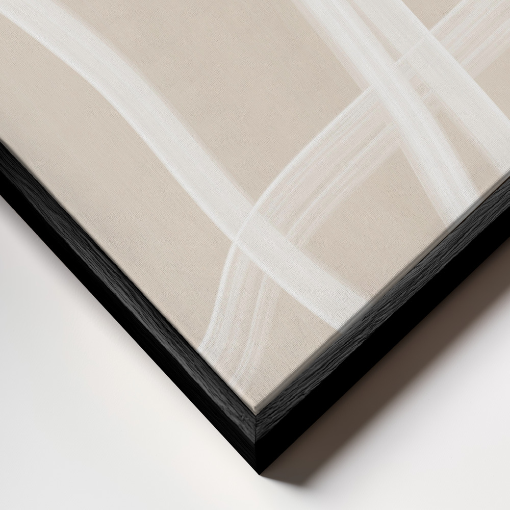 Canvas schilderi - White Brush Stroke Poster - No.2 frame close-up - zwart frame