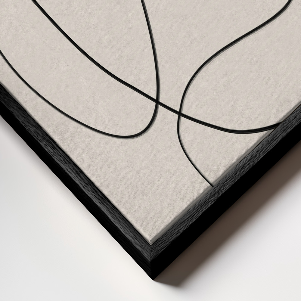 Obraz na płótnie - Swirling One Line Art zbliżenie ramki - czarna ramka