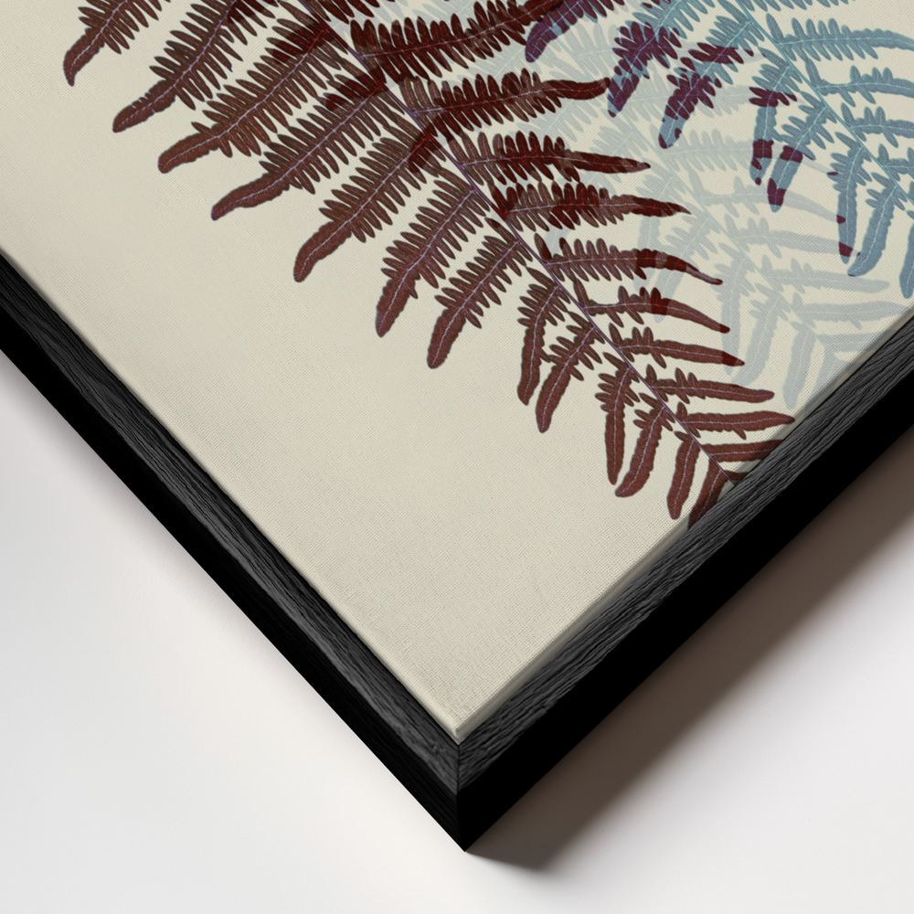 Toile - Chocolate and Teal Fern cadre en gros plan - cadre noir