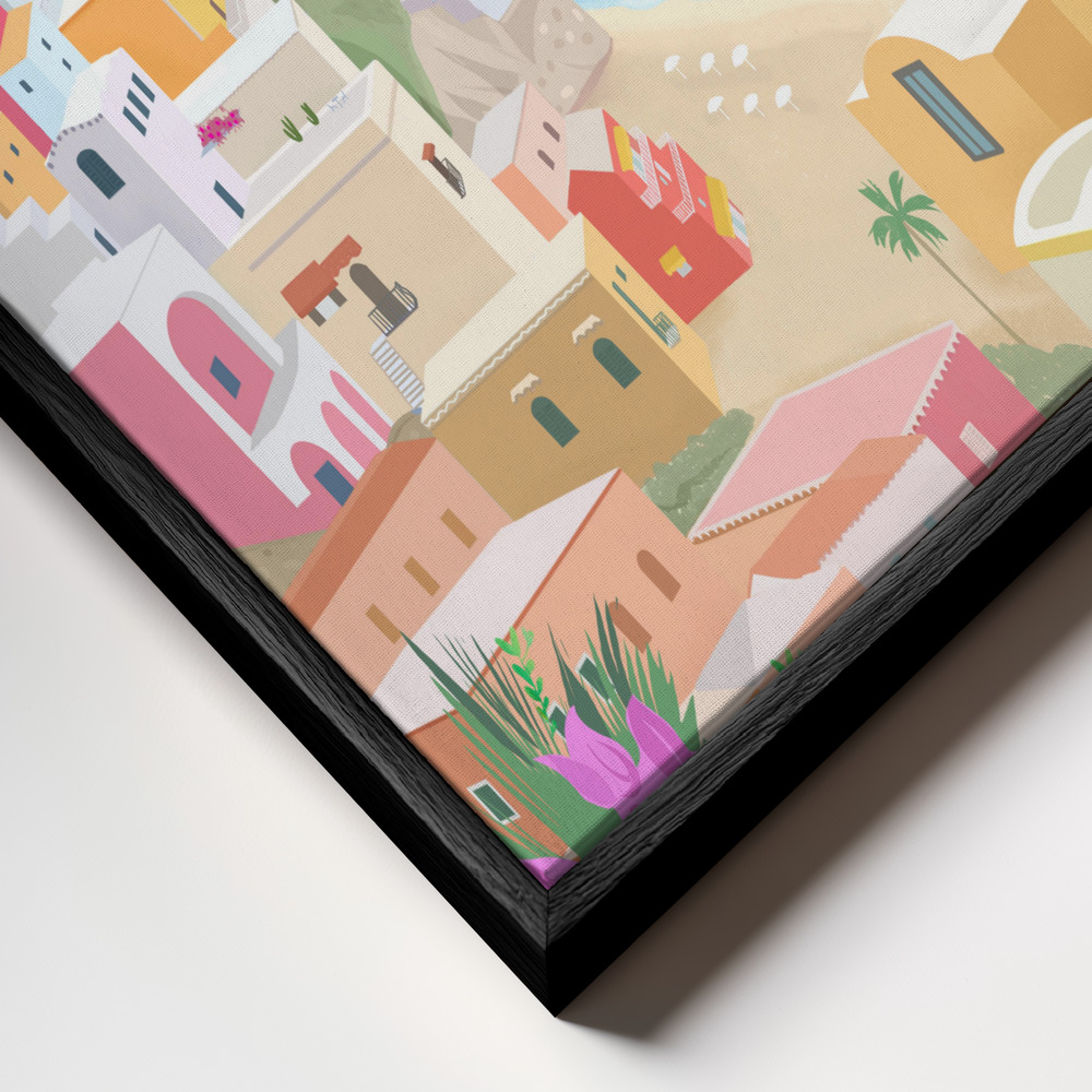 Canvas schilderi - Positano, Italy frame close-up - zwart frame