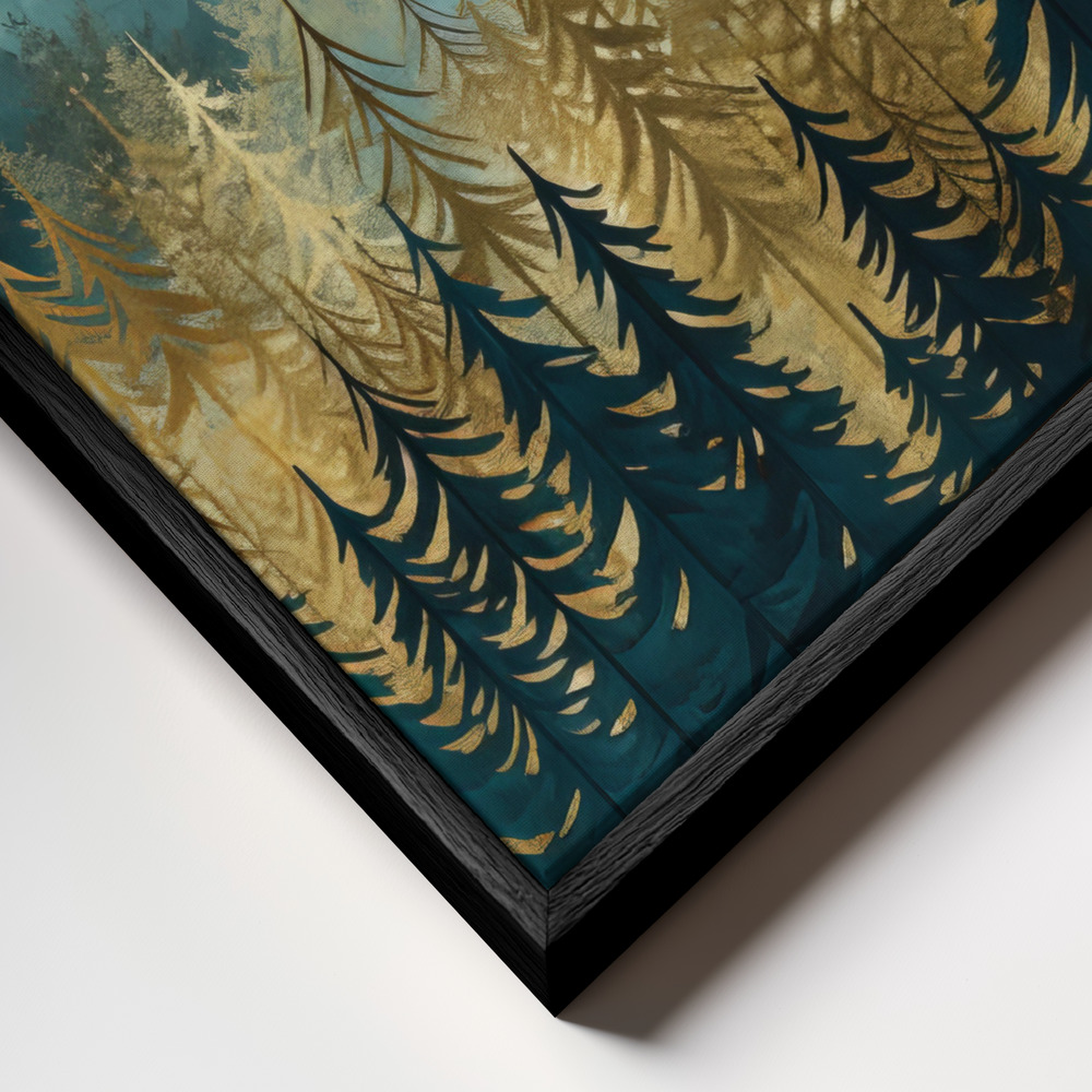 Canvas taulu - Teal and Gold 2 kehys lähikuvassa - musta kehys