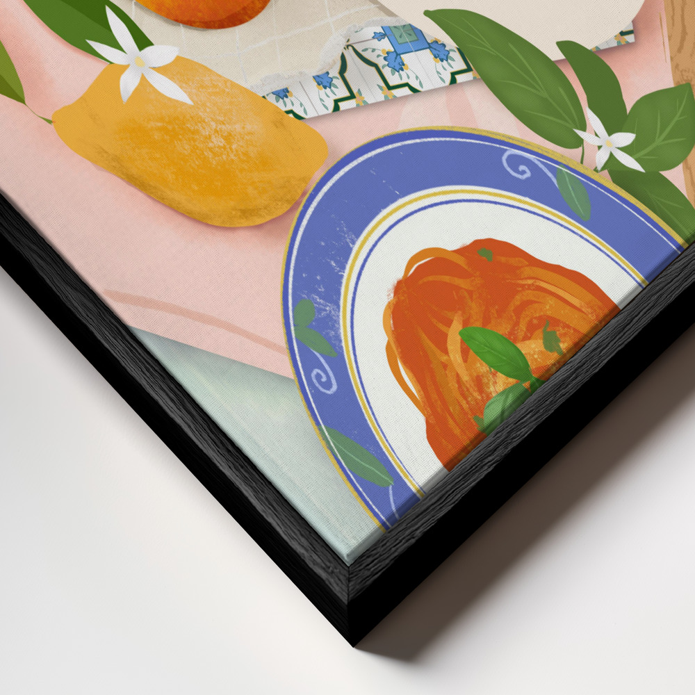 Toile - Summer Brunch cadre en gros plan - cadre noir
