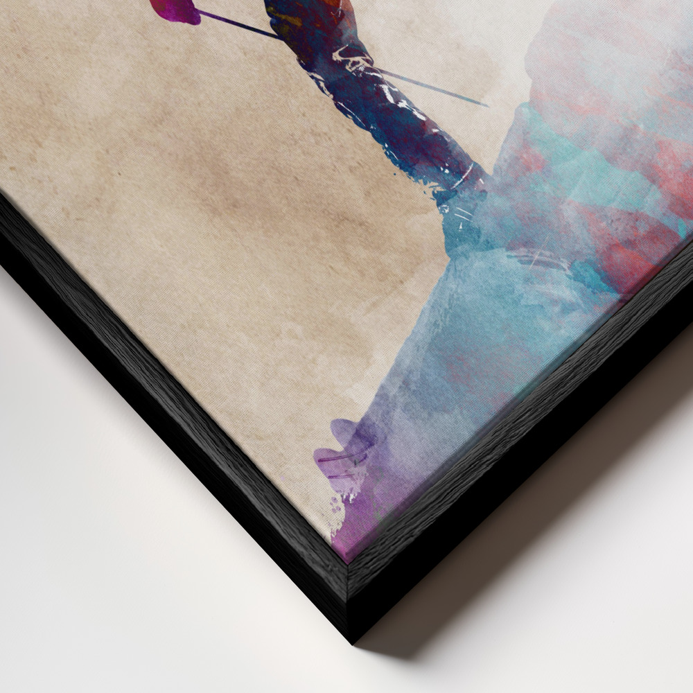Canvas schilderi - Ski Sport Art 2 frame close-up - zwart frame