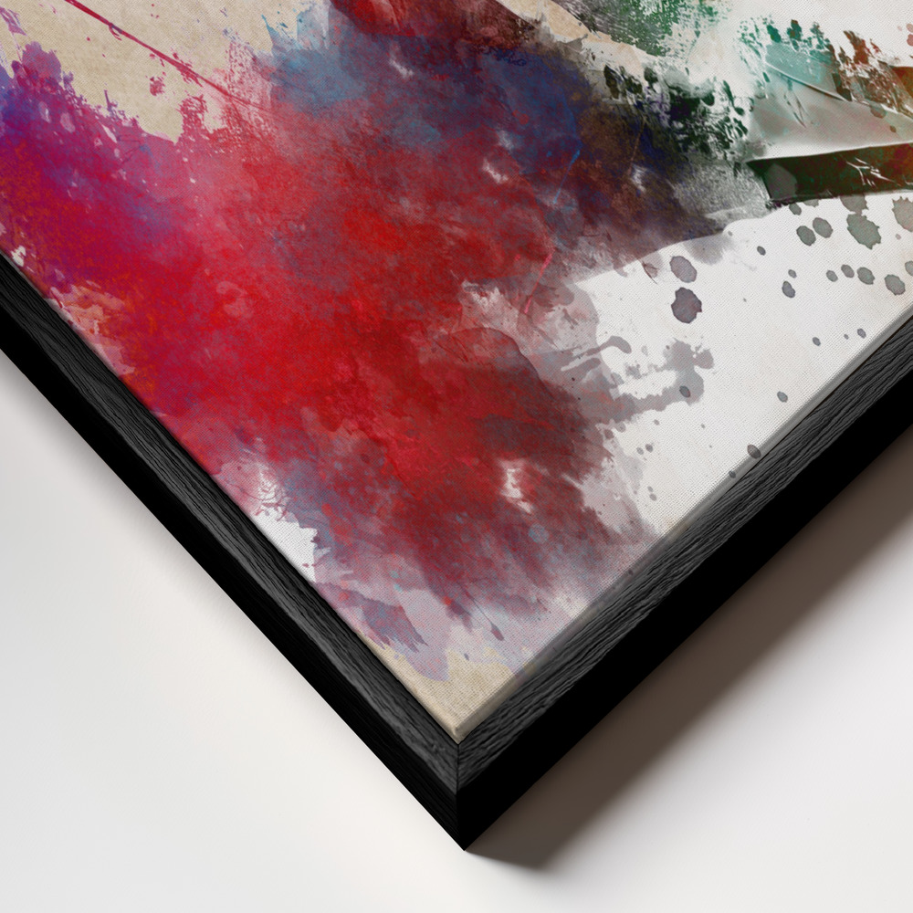 Canvas taulu - Ski Sport Art 3 kehys lähikuvassa - musta kehys
