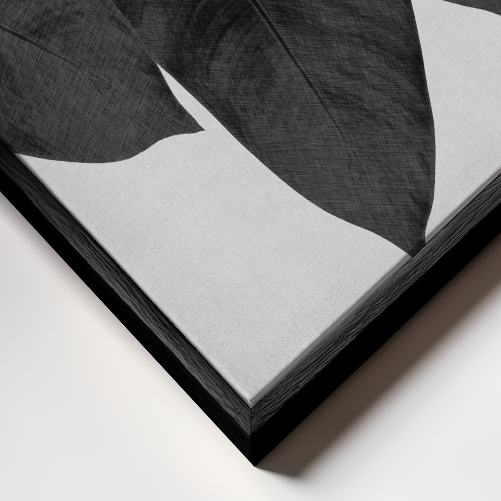Canvas schilderi - Banana Leaf Black & White III frame close-up - zwart frame