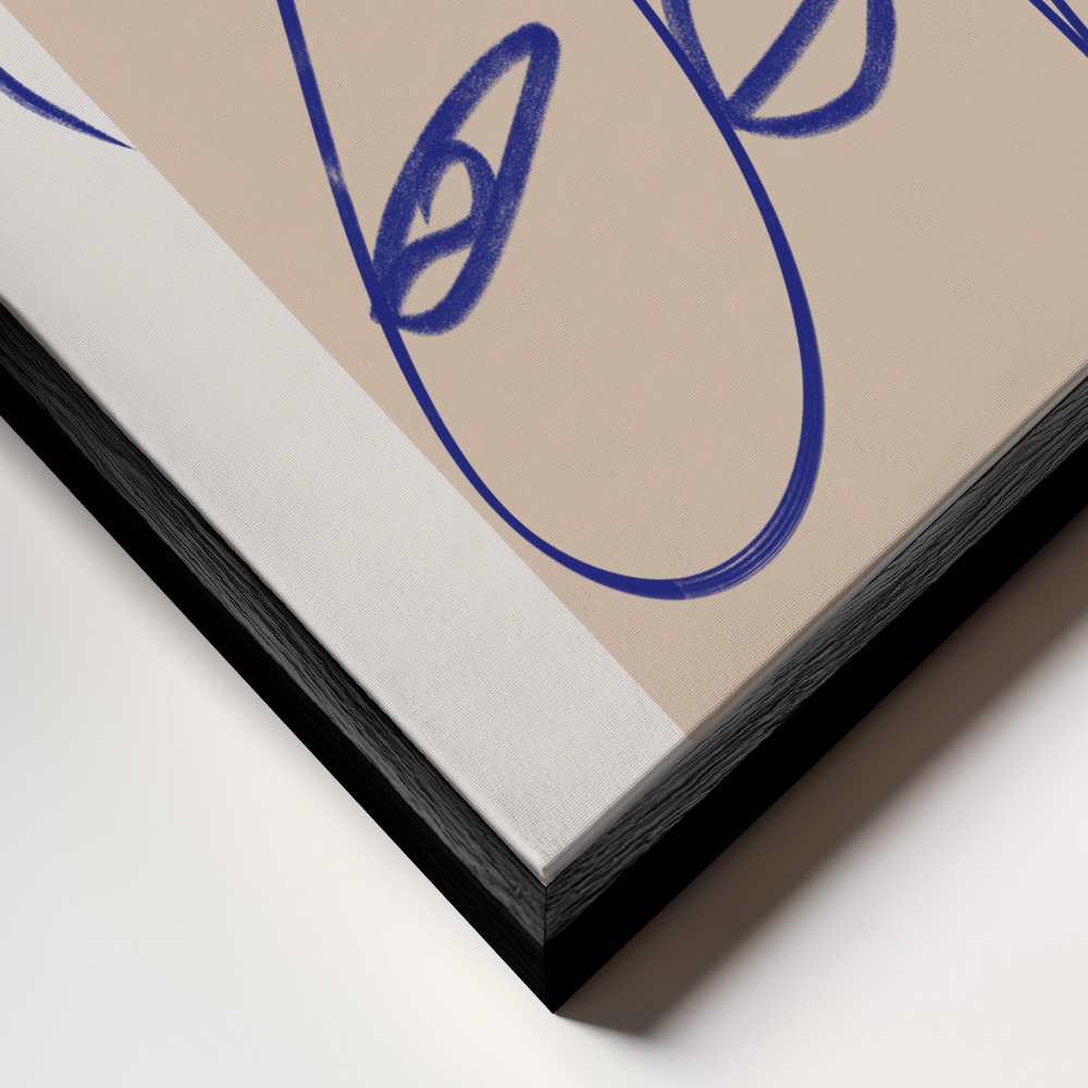 Canvas schilderi - Abstract Blue Line Art frame close-up - zwart frame