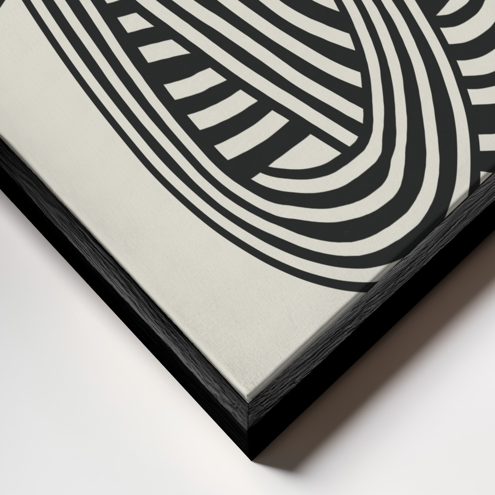 Canvas schilderi - Striped Abstract In Black frame close-up - zwart frame