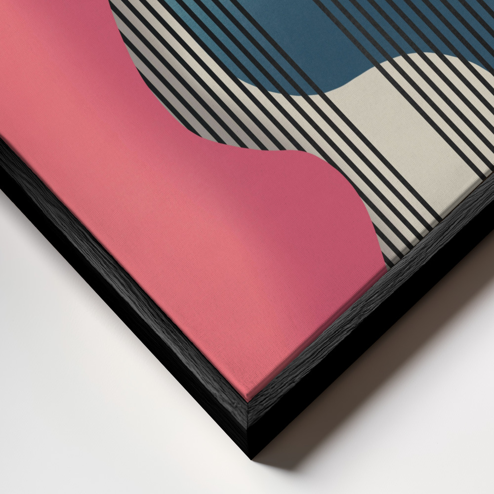 Canvas schilderi - Mid Century Geometric Tricolor frame close-up - zwart frame