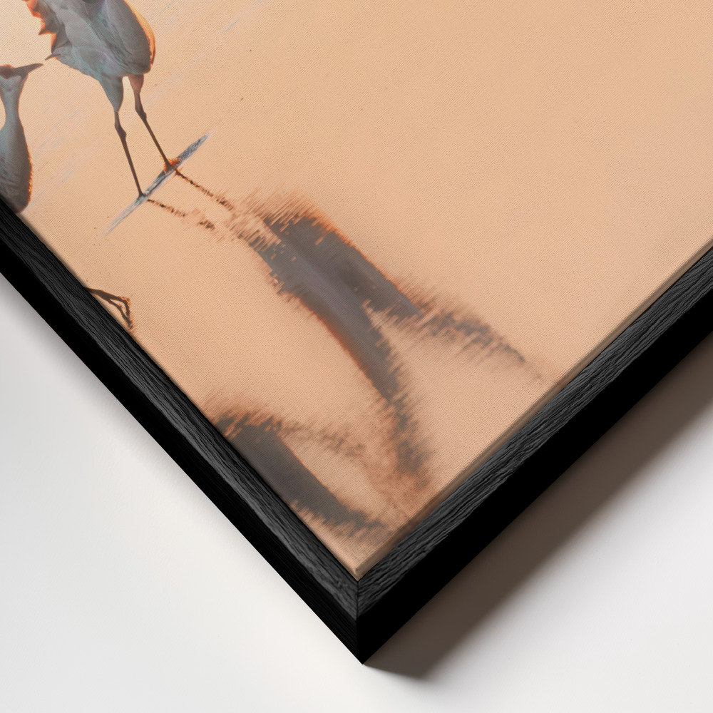 Canvas schilderi - Crane Dance frame close-up - zwart frame
