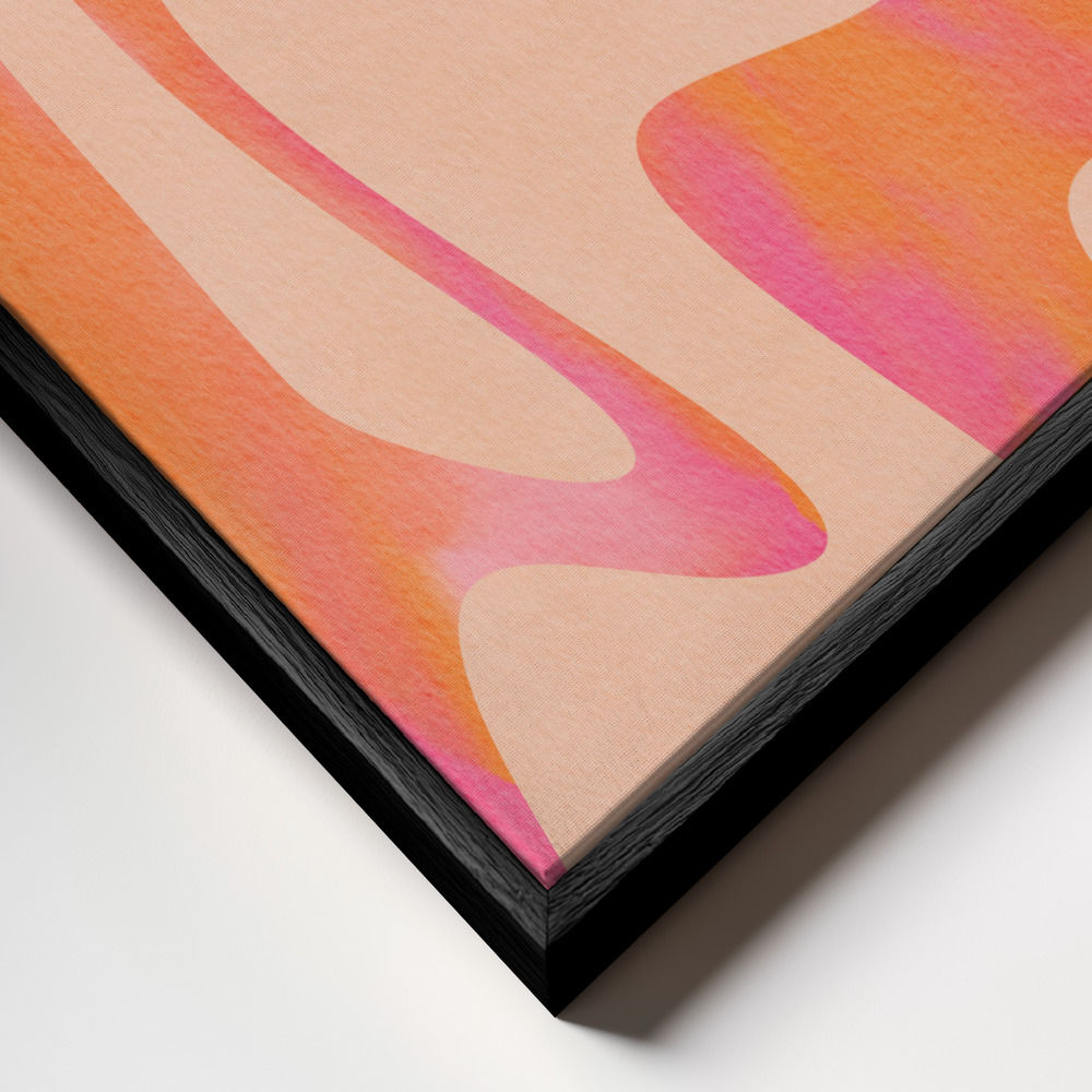 Toile - Abstract Wave - Peach Fuzz cadre en gros plan - cadre noir