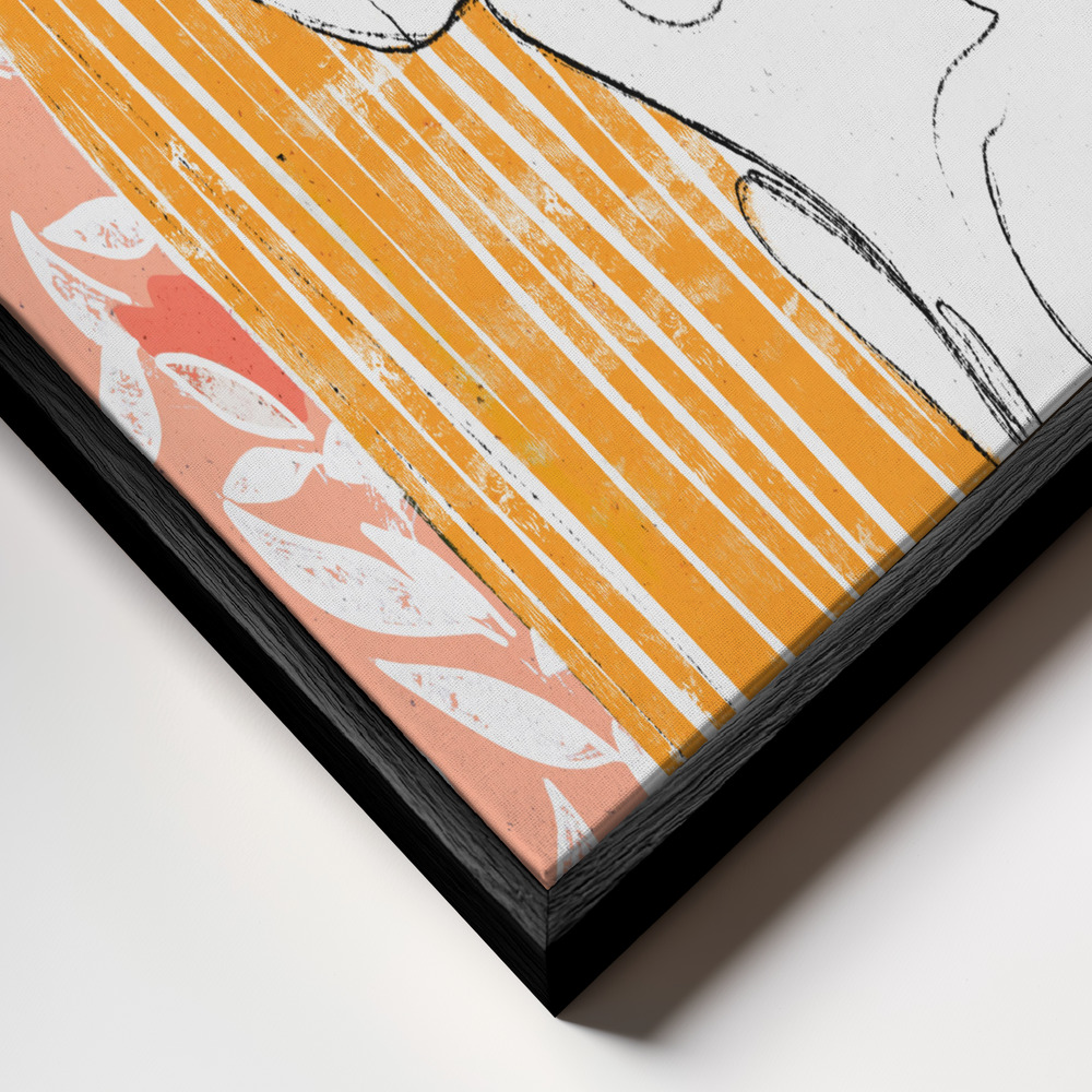 Canvas schilderi - The Tulip Girl (Peach) frame close-up - zwart frame