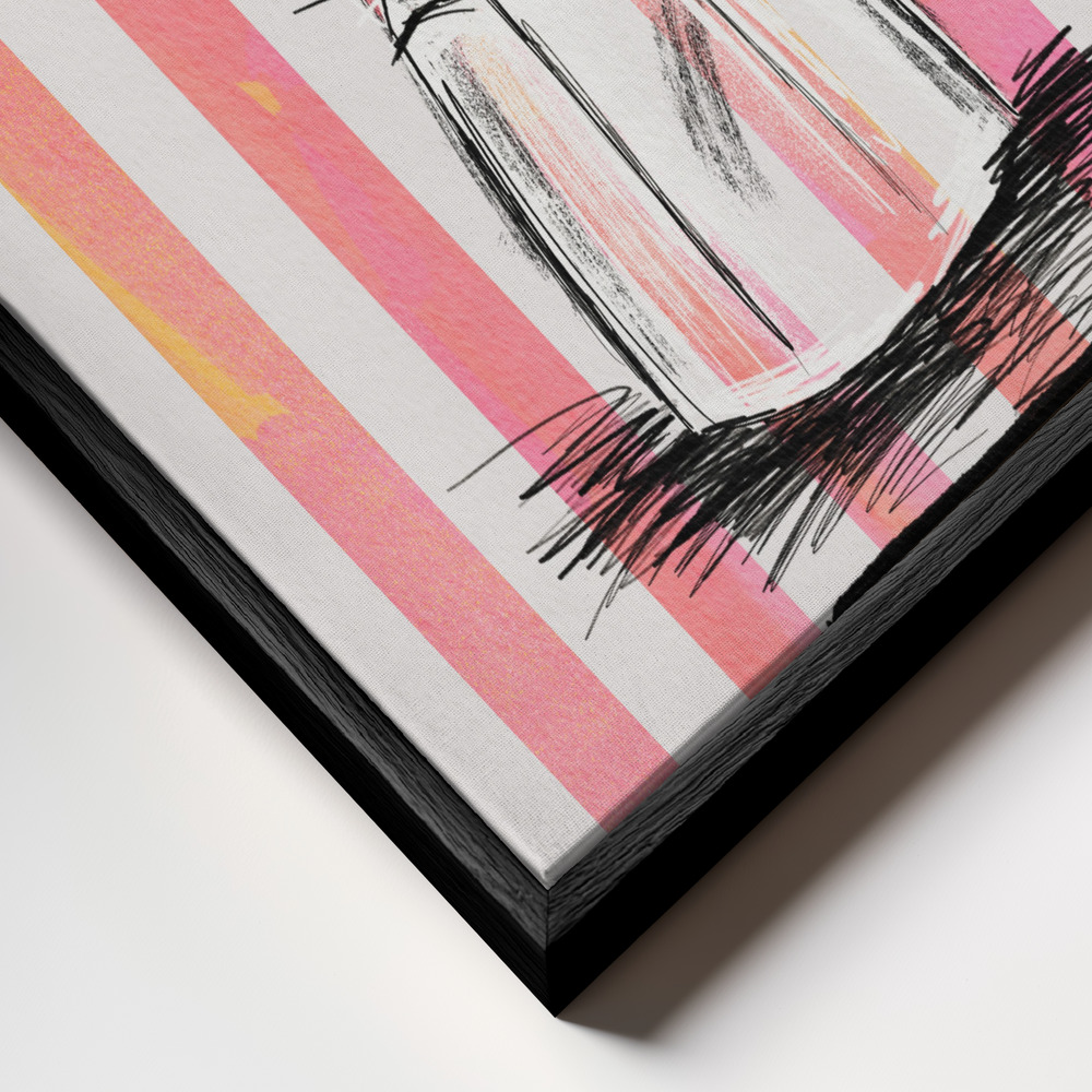 Toile - Mocca Coffee on Stripes - Hug in a Cup cadre en gros plan - cadre noir