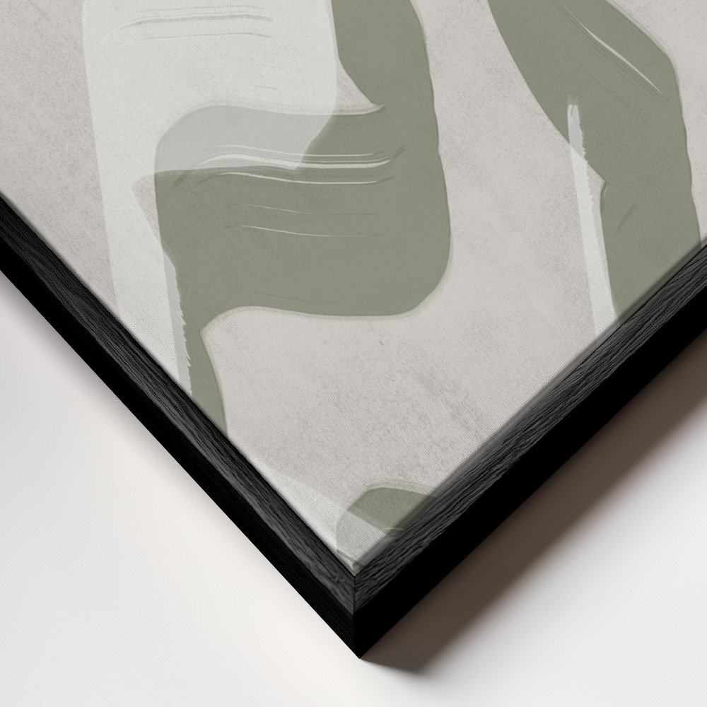 Canvas schilderi - Green Waves No.3 frame close-up - zwart frame