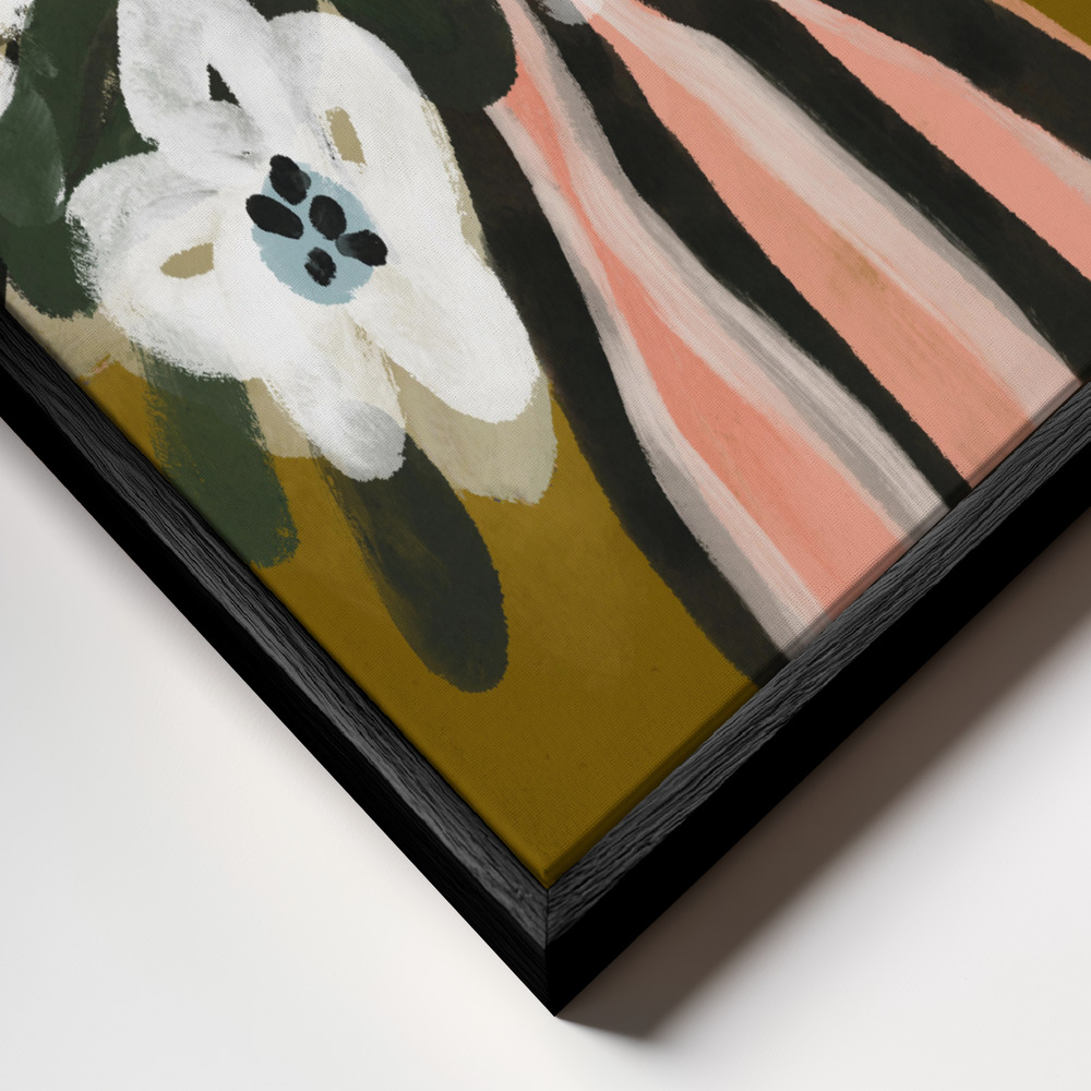 Toile - Pastel Flower Impression No 9 cadre en gros plan - cadre noir
