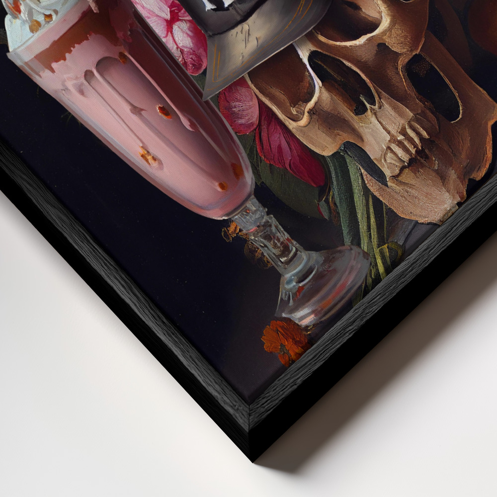 Canvas print - Skull Still Life frame close up - black frame