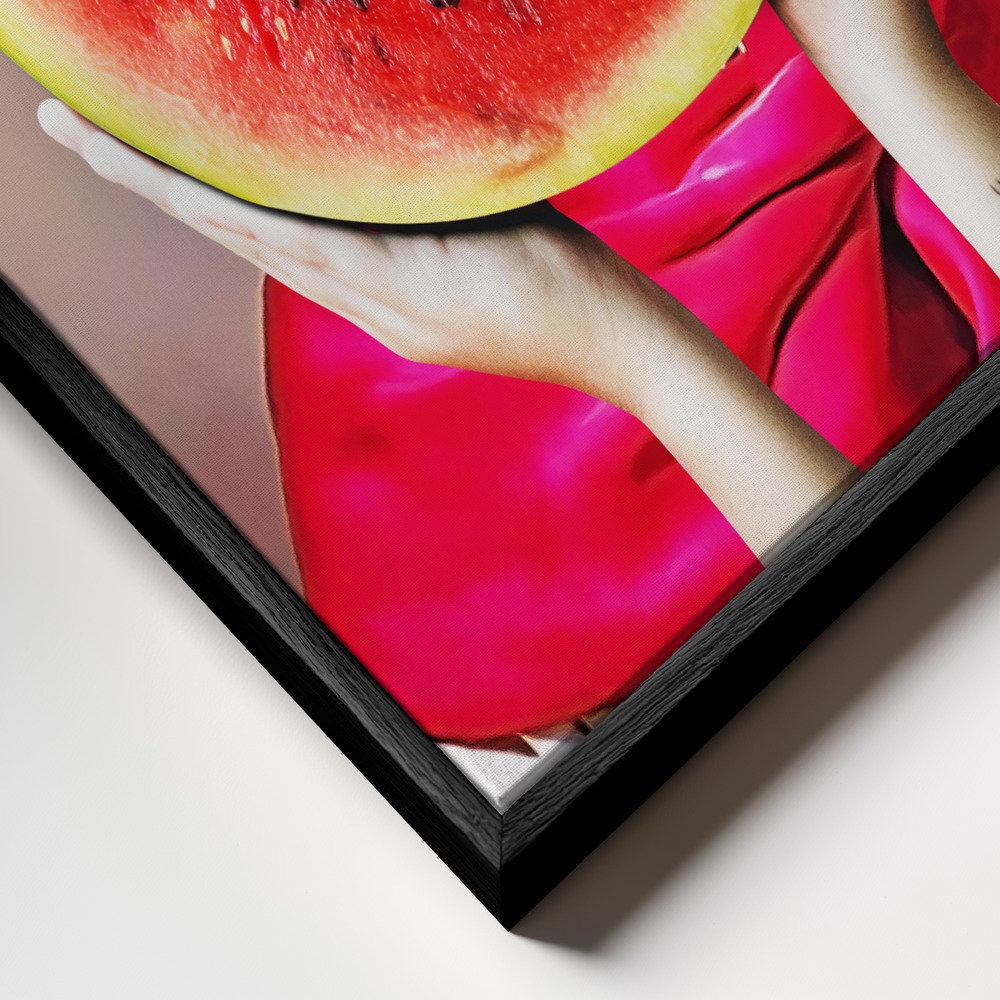 Canvas print - Watermelon Frida frame close up - black frame