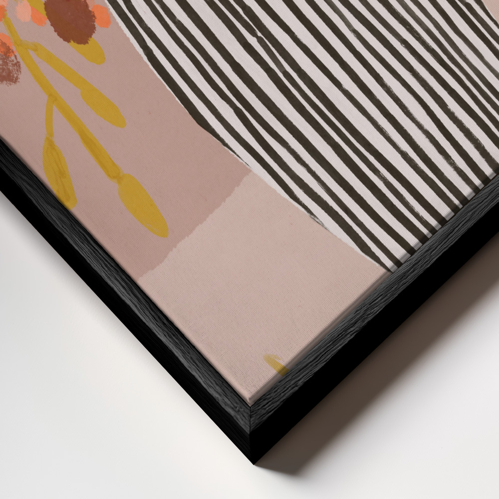 Canvas taulu - Pastel flowe rimpression no 10 kehys lähikuvassa - musta kehys