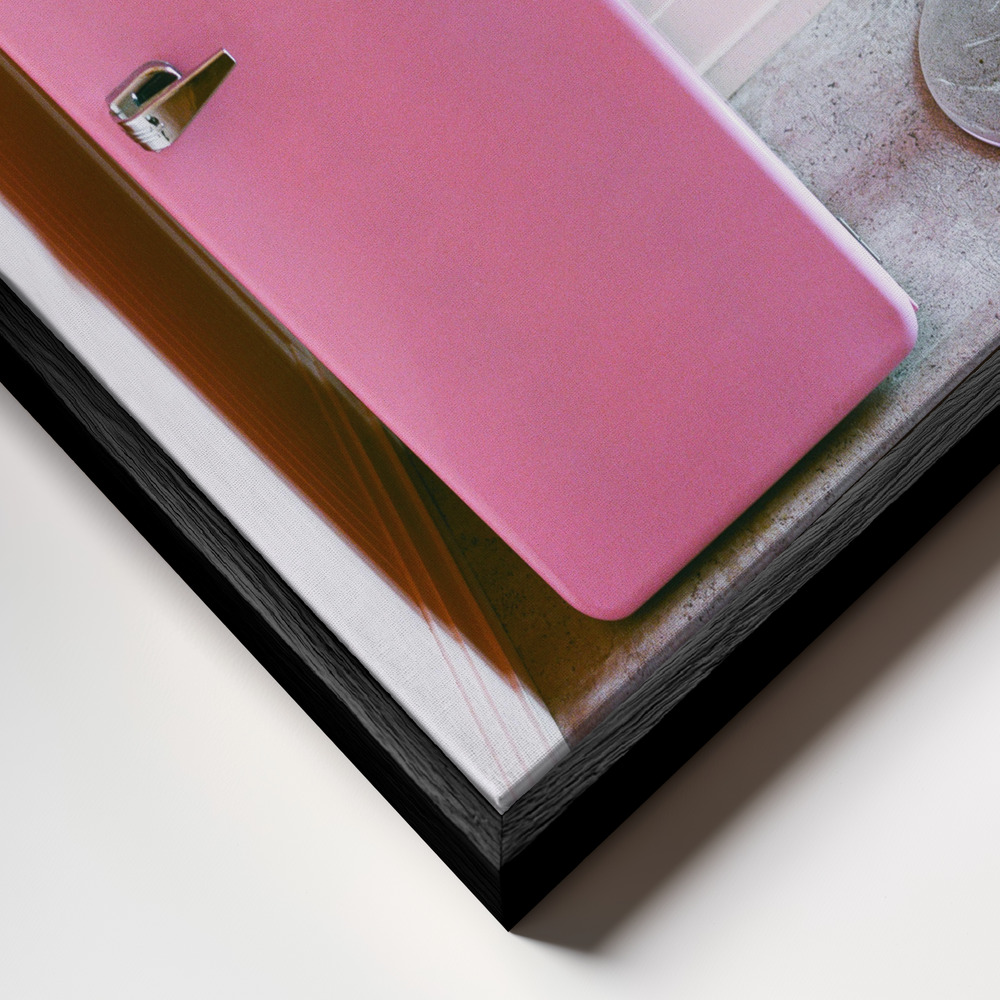 Leinwandbild - Pink Motel rahmen Nahaufnahme - schwarzer Rahmen