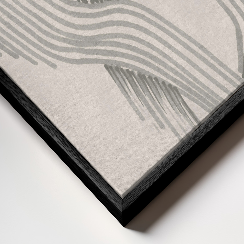 Lærred - Abstract Grey Intersections 01 ramme nærbillede - sort ramme