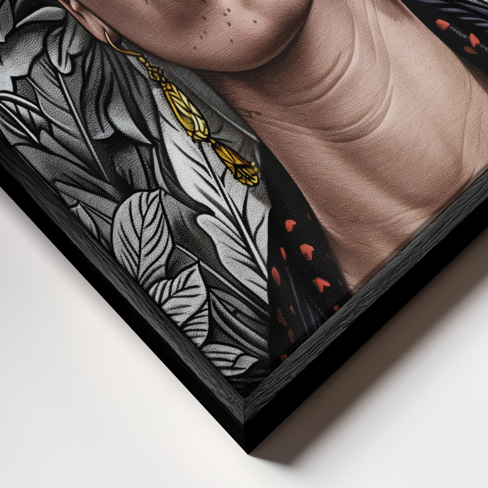 Canvas print - Frida Portrait 2 frame close up - black frame
