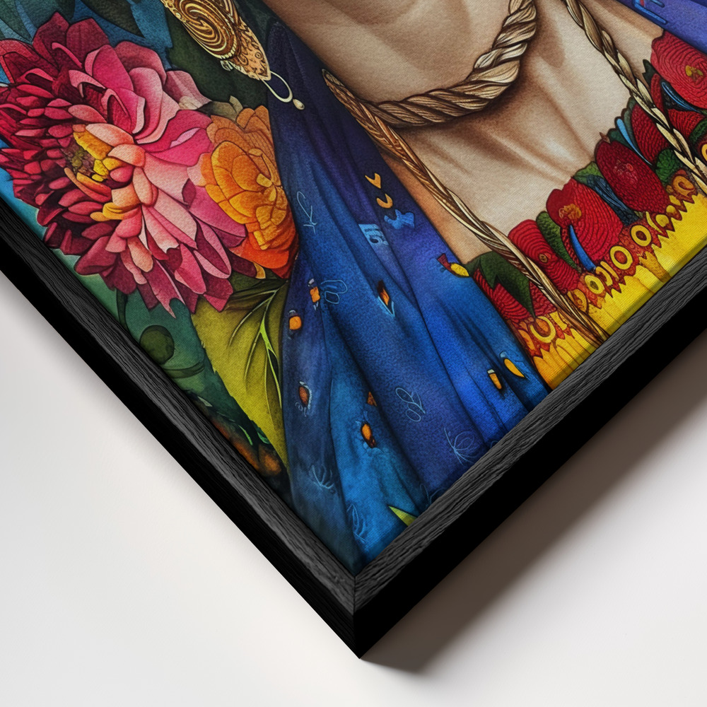 Canvas print - Frida Portrait 3 frame close up - black frame