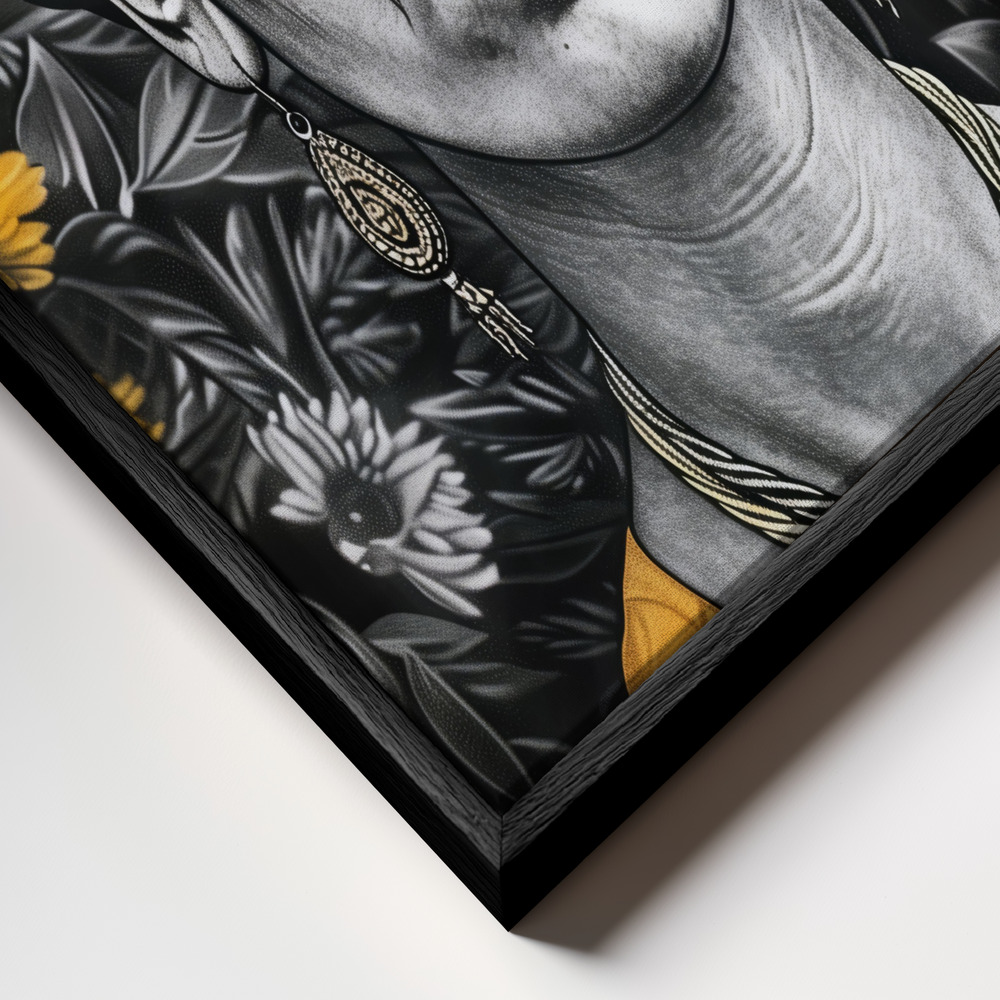 Canvas print - Frida Portrait 5 frame close up - black frame