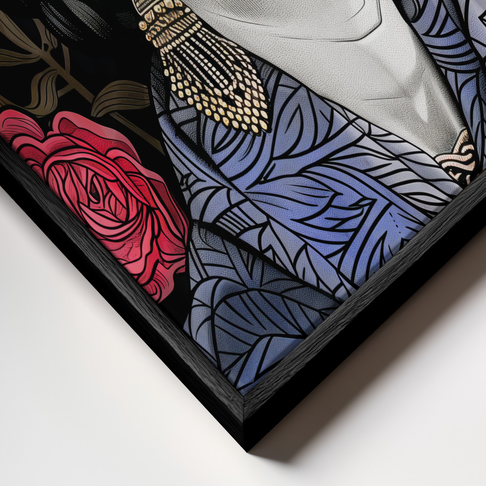 Canvas print - Frida Portrait 7 frame close up - black frame