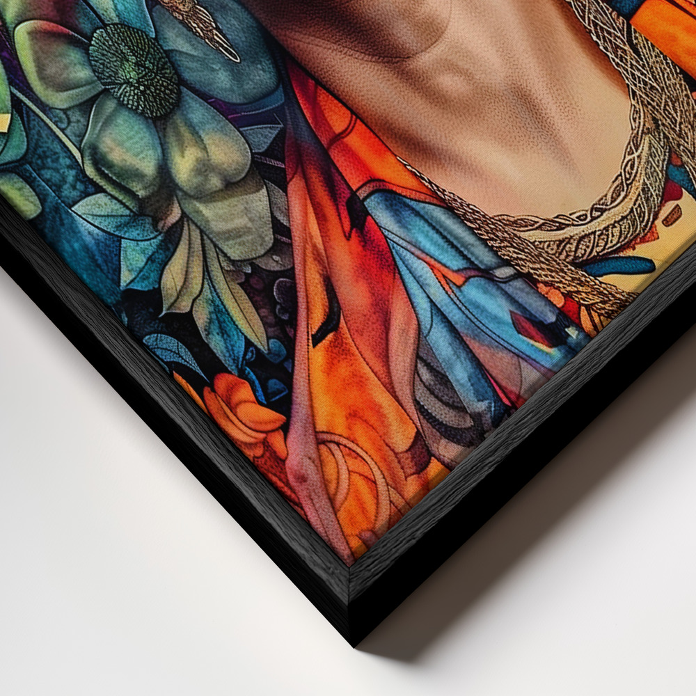 Canvas print - Frida Portrait 11 frame close up - black frame