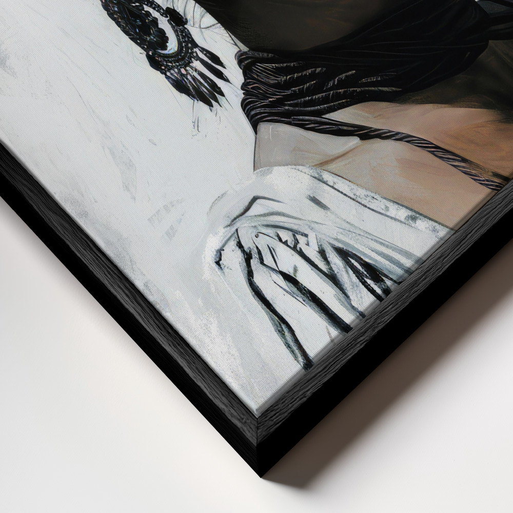 Canvas print - Frida Portrait 14 frame close up - black frame