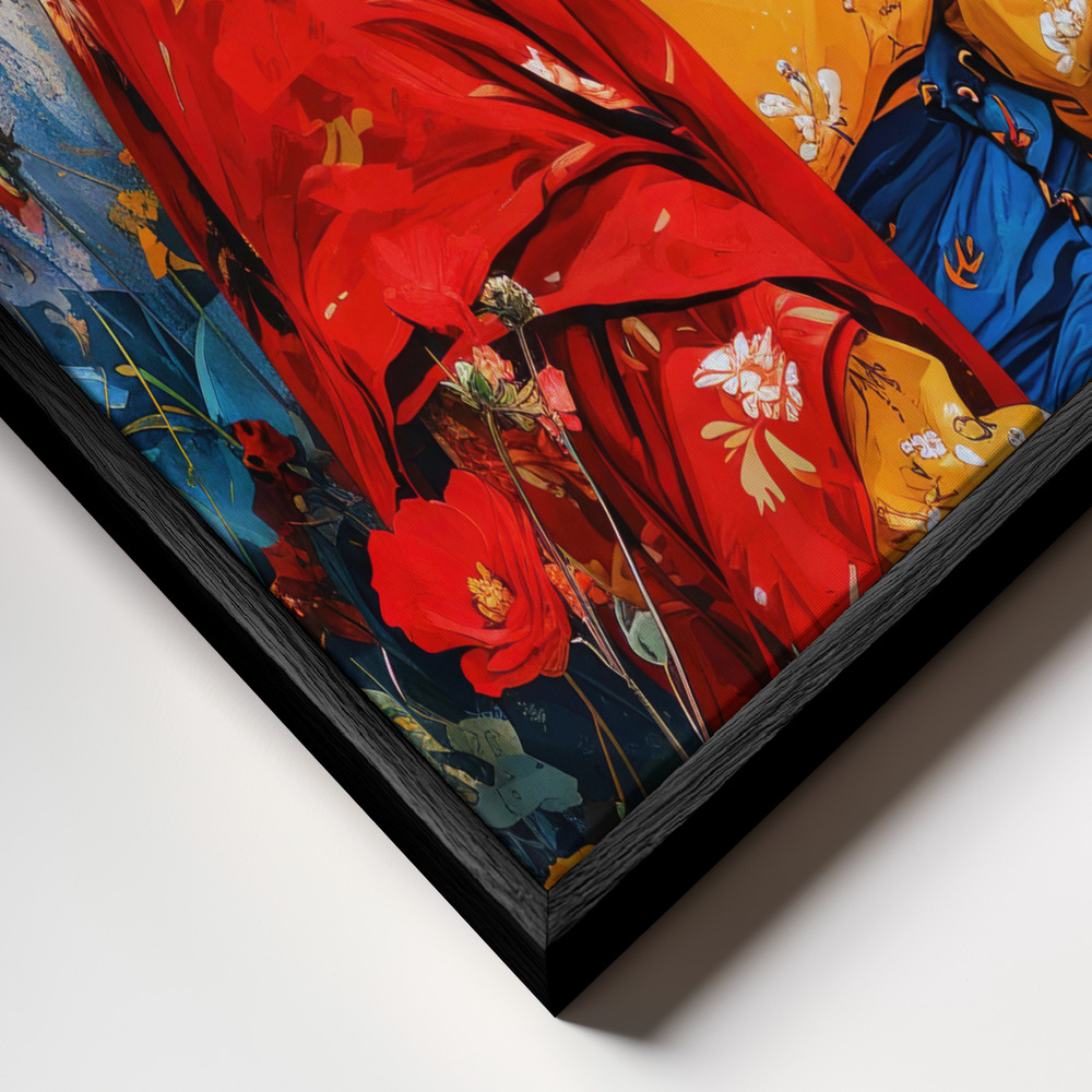 Canvas print - Frida Portrait 4 frame close up - black frame