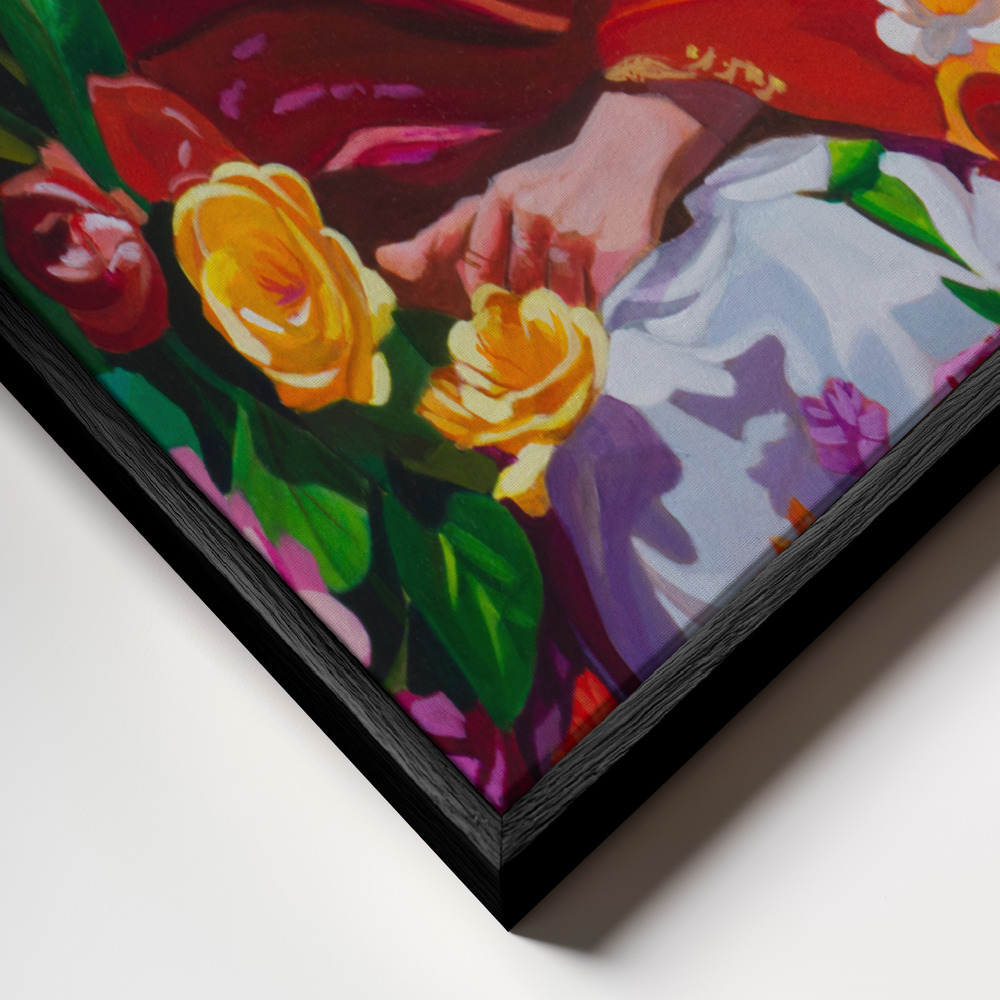 Lienzo - Frida primer plano del marco - marco negro