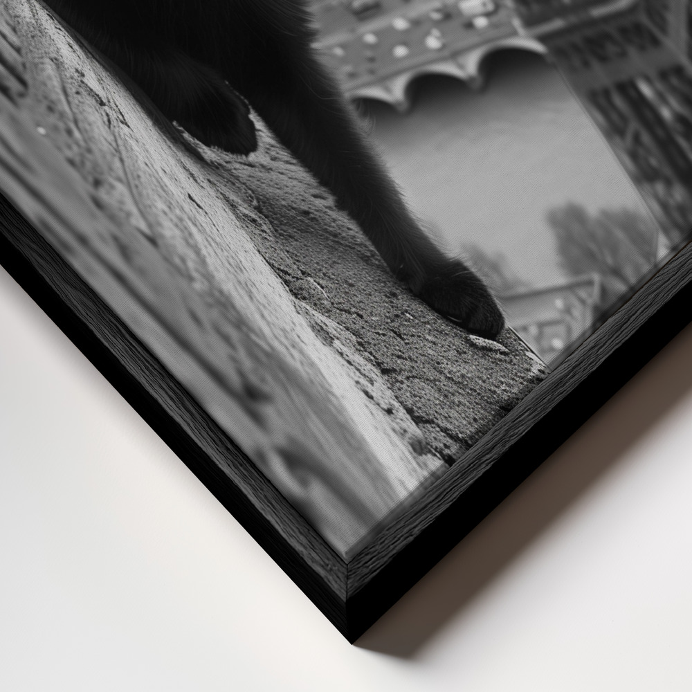 Canvas print - Kitty in Paris frame close up - black frame