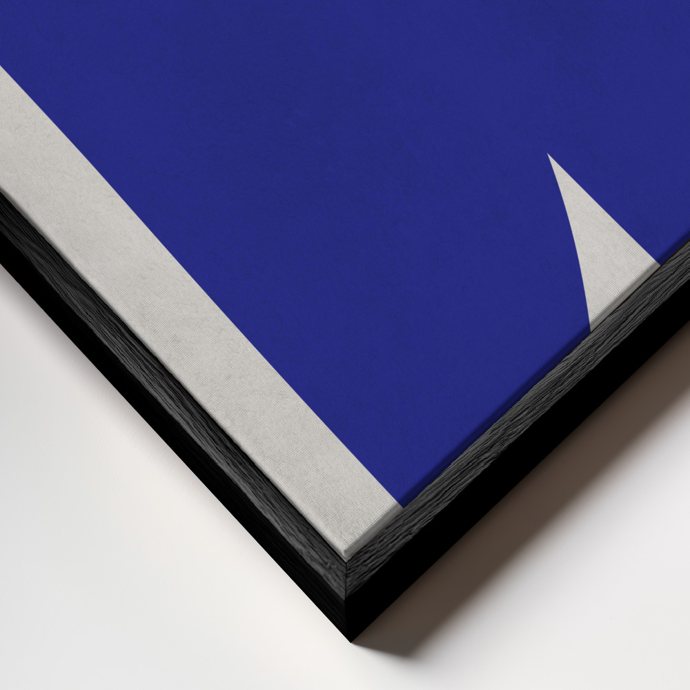 Lærred - Blue and white art 1 ramme nærbillede - sort ramme