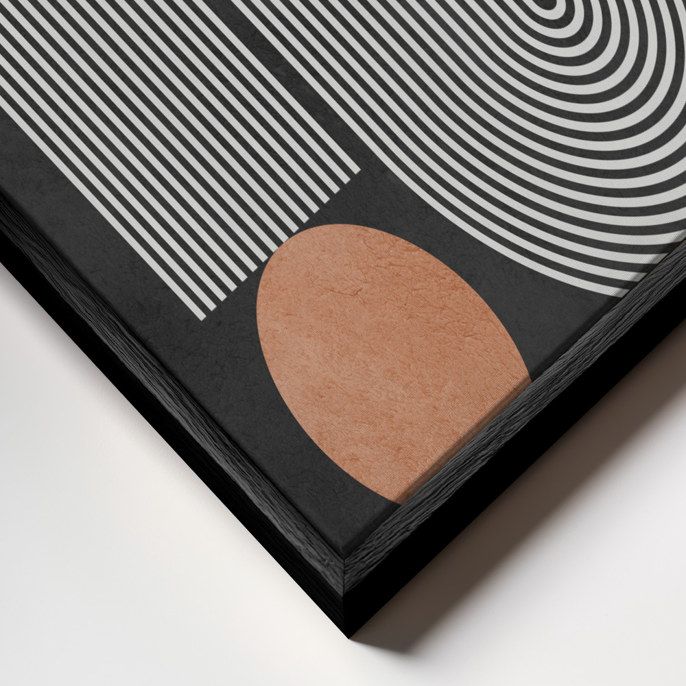 Canvas schilderi - Circles on black background 1 frame close-up - zwart frame