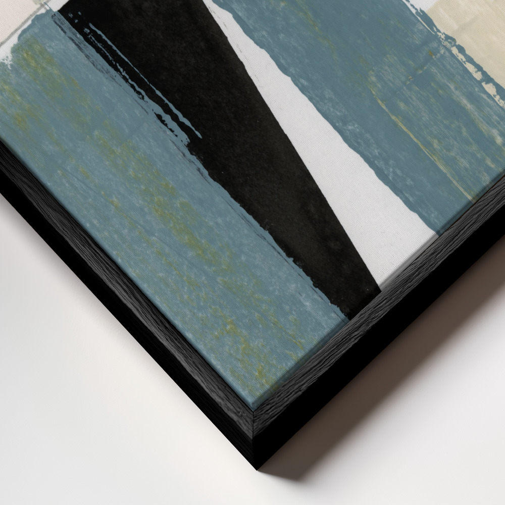 Lærred - Abstract Blue Shapes No2 Print ramme nærbillede - sort ramme