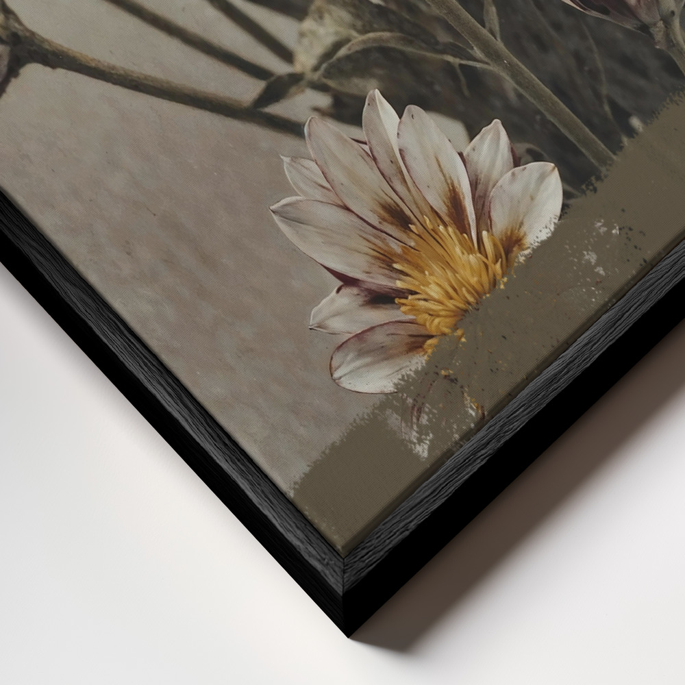 Canvas schilderi - 5 Vintage Flowers frame close-up - zwart frame