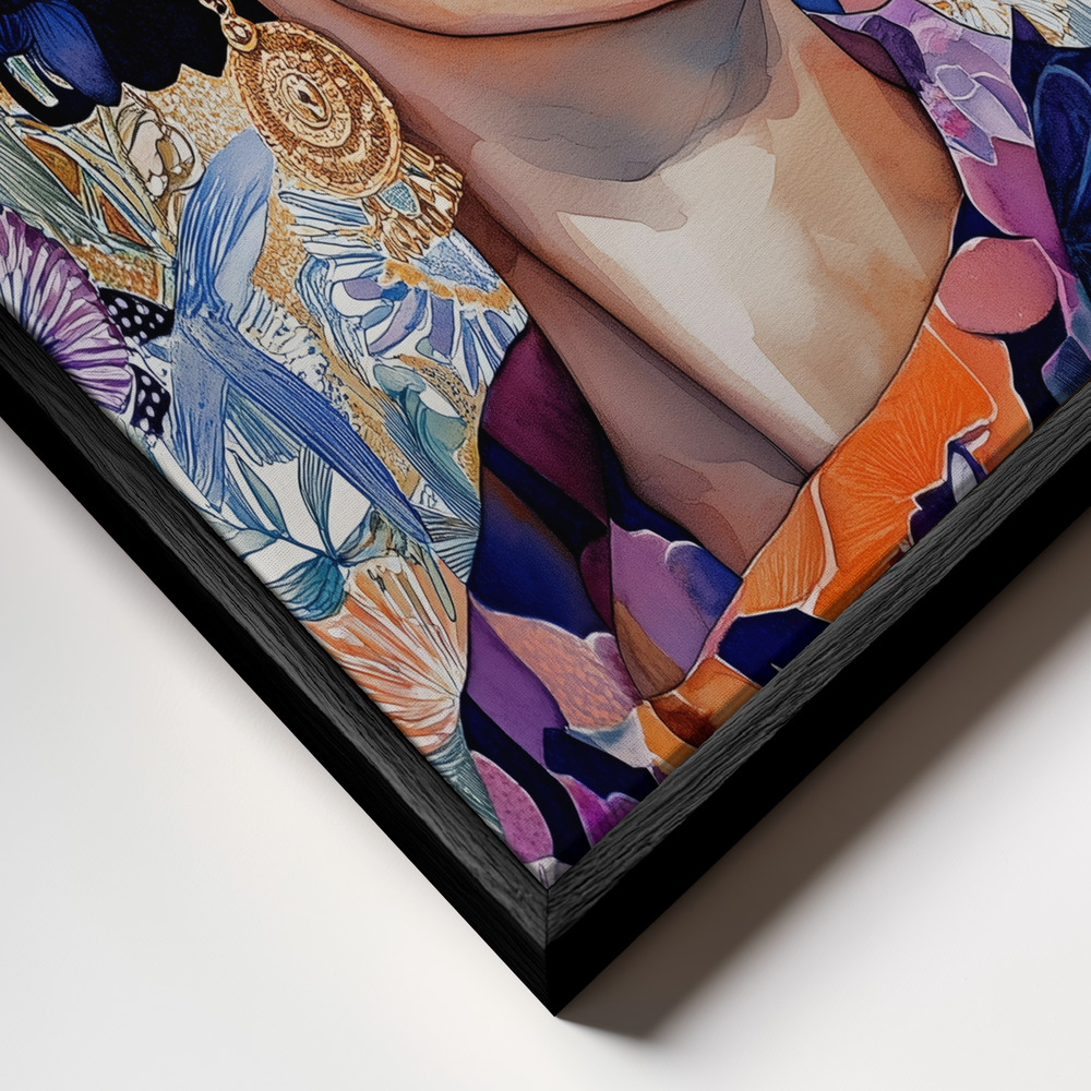 Canvas print - Frida portrait frame close up - black frame
