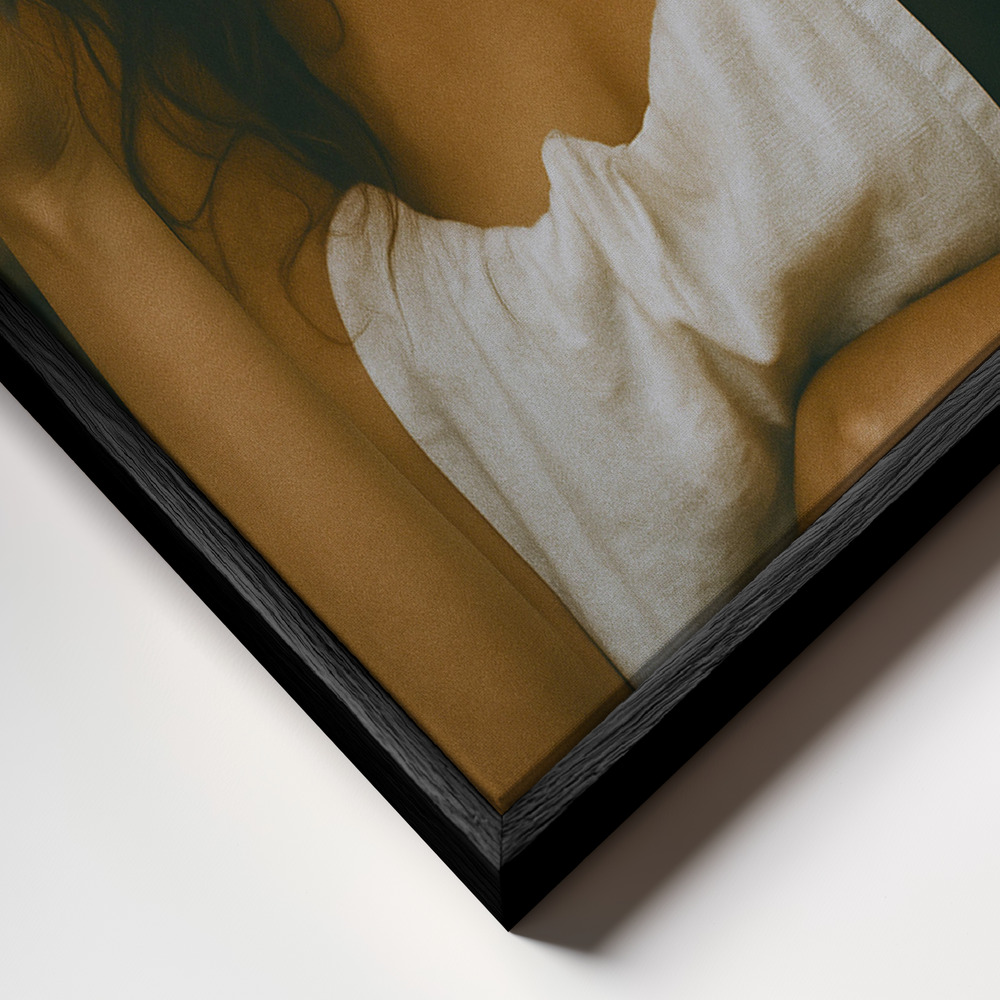 Canvas print - Parody of the Mona Lisa frame close up - black frame
